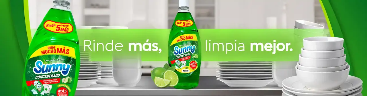 Lavavajillas líquido Sunny para limpieza de platos y utensilios en negocios de Lima, Perú